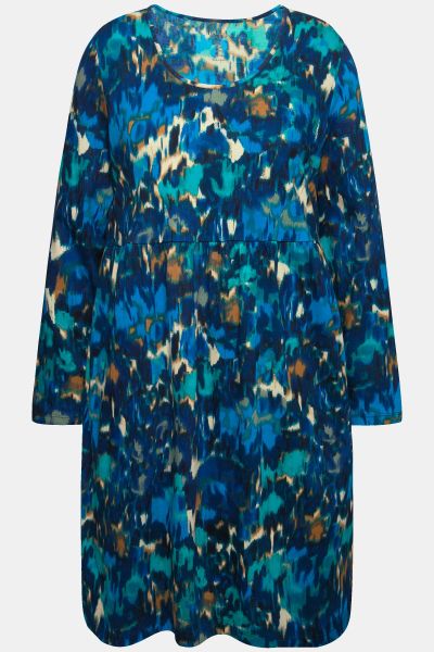 Abstract Print Empire Waist Jersey Dress