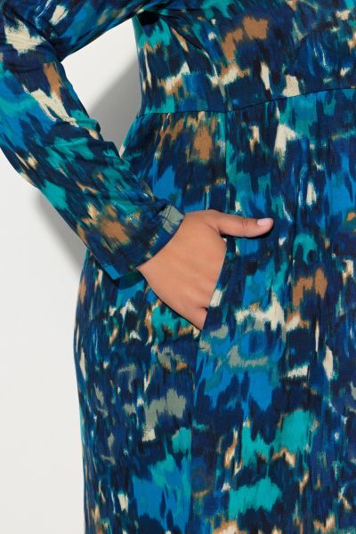 Abstract Print Empire Waist Jersey Dress