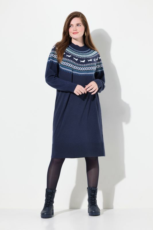 Norweigian Sweater Knit Dog Detail Dress