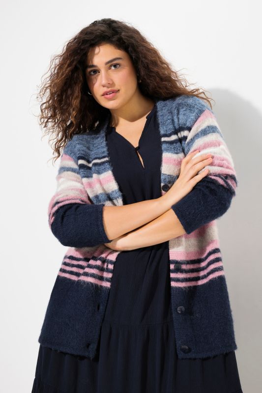 Mixed Stripe Long Sleeve Cardigan