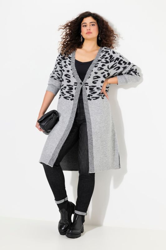 Long Leopard Motif Cardigan