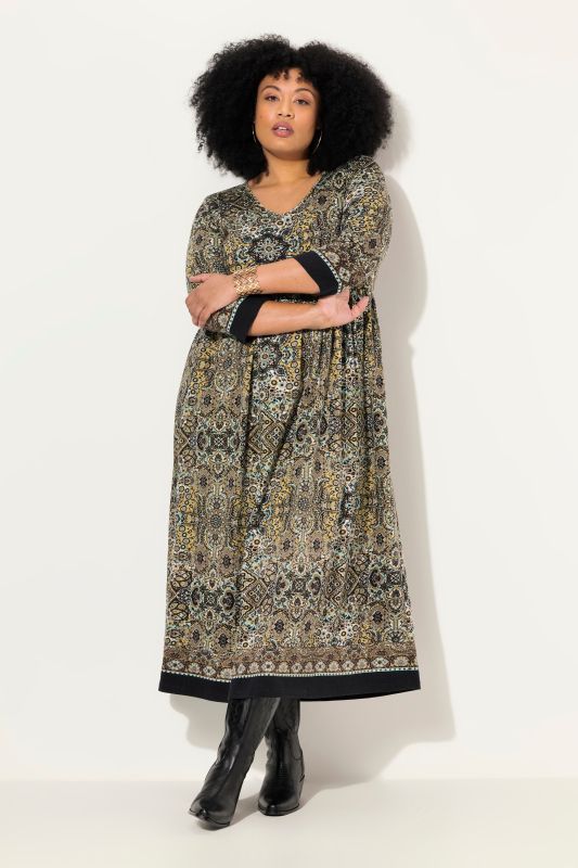 Paisley 3/4 Sleeve Jersey Dress