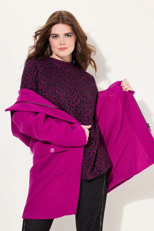 Leopard Print Long Sleeve Stand-Up Collar Sweatshirt