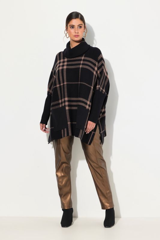 Oversized Plaid Turtleneck Sweater