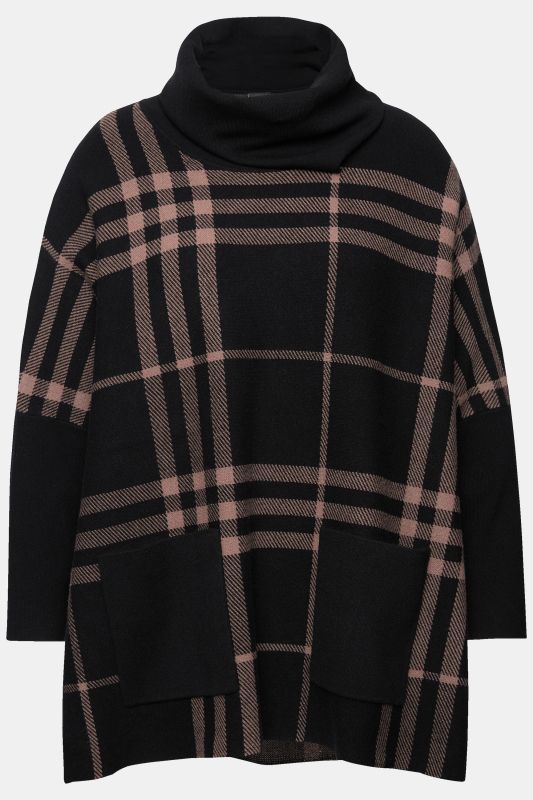 Oversized Plaid Turtleneck Sweater