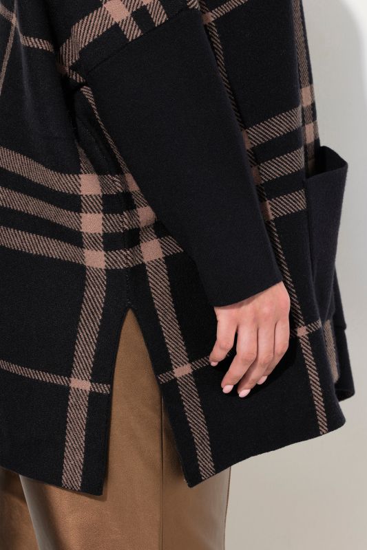 Oversized Plaid Turtleneck Sweater