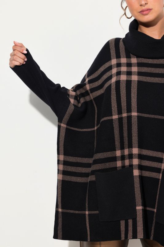 Oversized Plaid Turtleneck Sweater