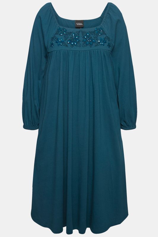 Beaded Long Sleeve Peasant Dress