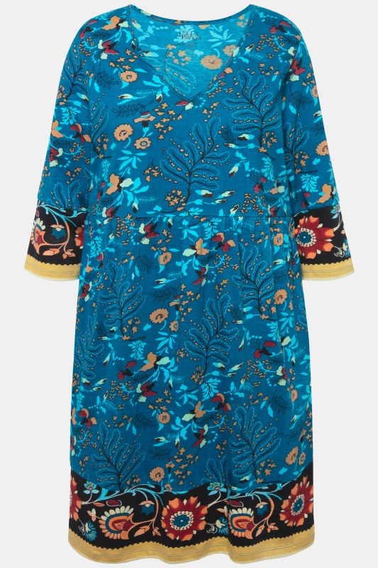 Mixed Floral Paisley 3/4 sleeve Jersey Dress