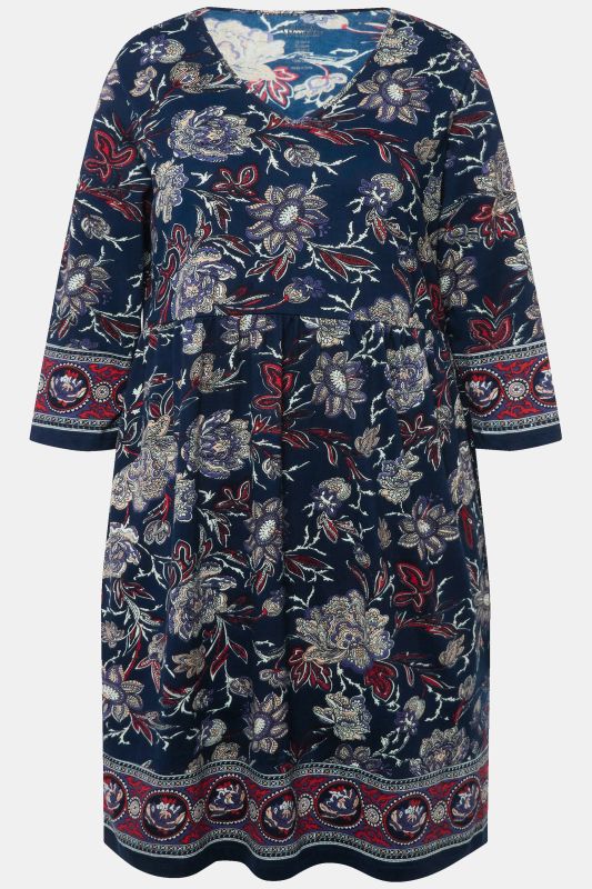 Floral Paisley 3/4 Sleeve Jersey Dress