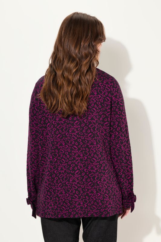 Leopard Print Long Sleeve Stand-Up Collar Sweatshirt