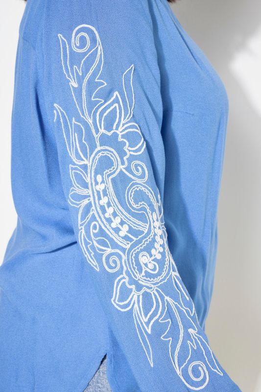 Embroidered Detail Split Neck Blouse