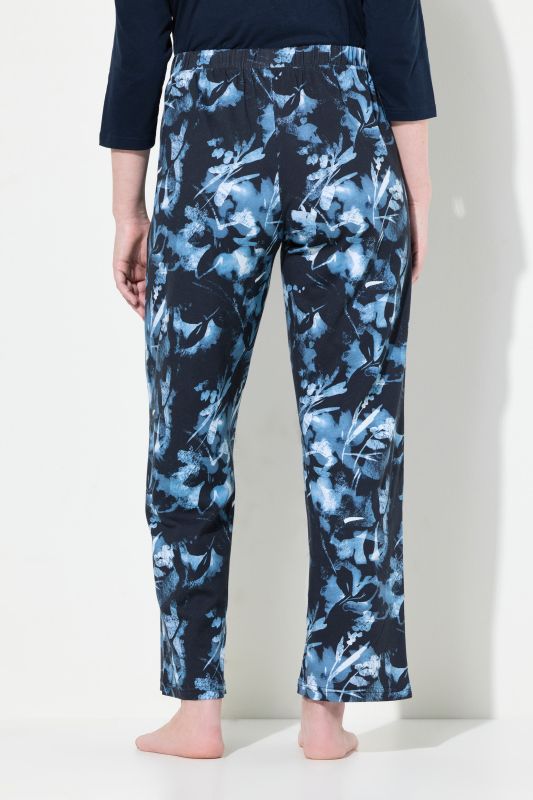 Eco Cotton Leaf Print Wide Leg Pajama Pants