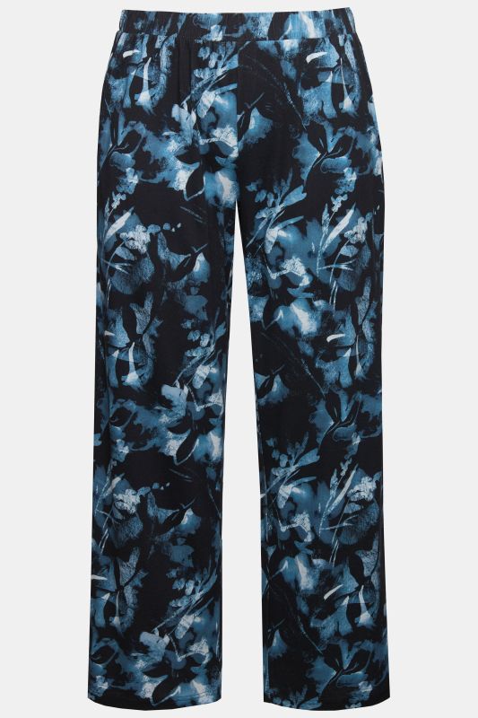 Eco Cotton Leaf Print Wide Leg Pajama Pants