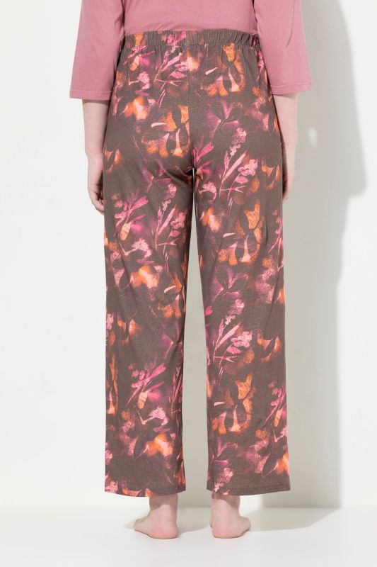 Eco Cotton Leaf Print Wide Leg Pajama Pants