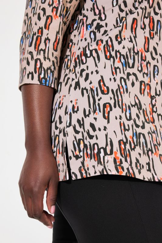 Abstract Print Rhinestone Detail Pima Cotton Tee