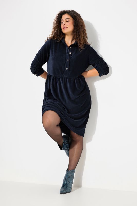 Corduroy Button-Down Long Sleeve Dress