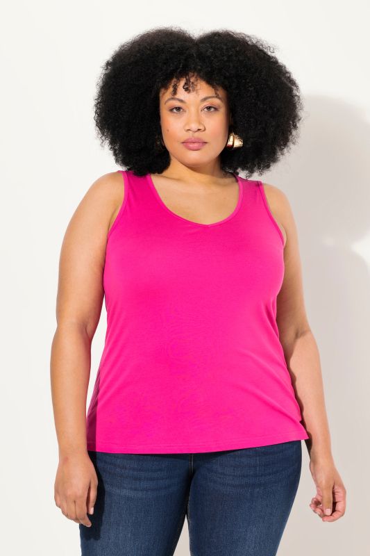 Essential V-Neck Stretch Cotton Tank