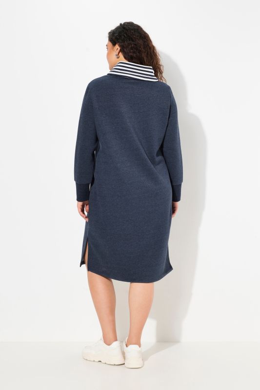 Contrast Color Stand-Up Collar Sweatshirt Dress