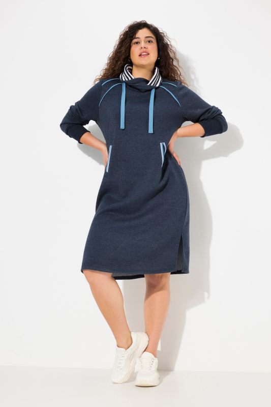 Contrast Color Stand-Up Collar Sweatshirt Dress