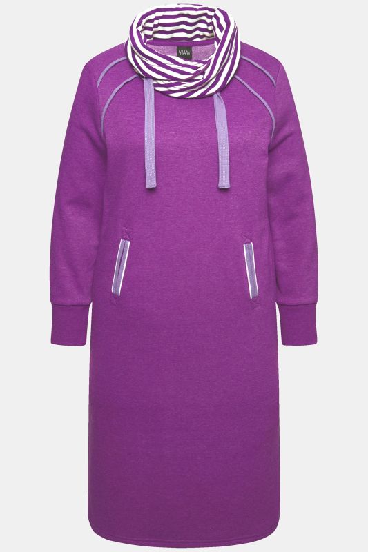 Contrast Color Stand-Up Collar Sweatshirt Dress