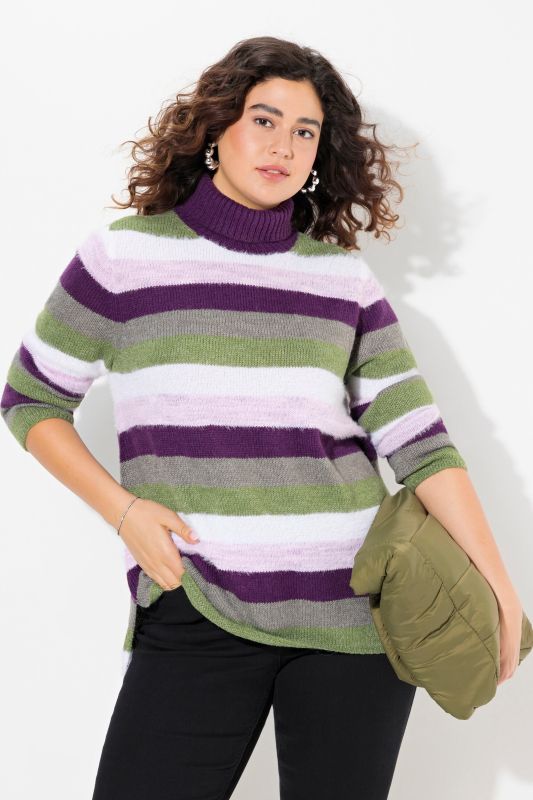 Striped Long Sleeve Turtleneck Sweater