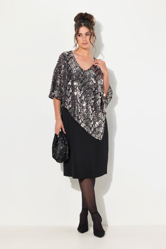 Layered Sequined Cape Dress