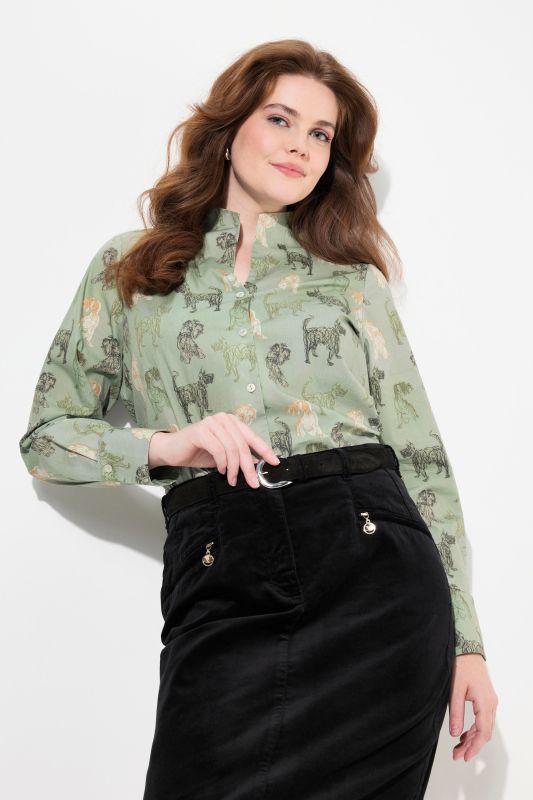 Country Floral Goblet Collar Button-Down Shirt