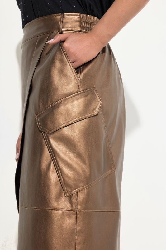 Metallic Leather Look Skirt