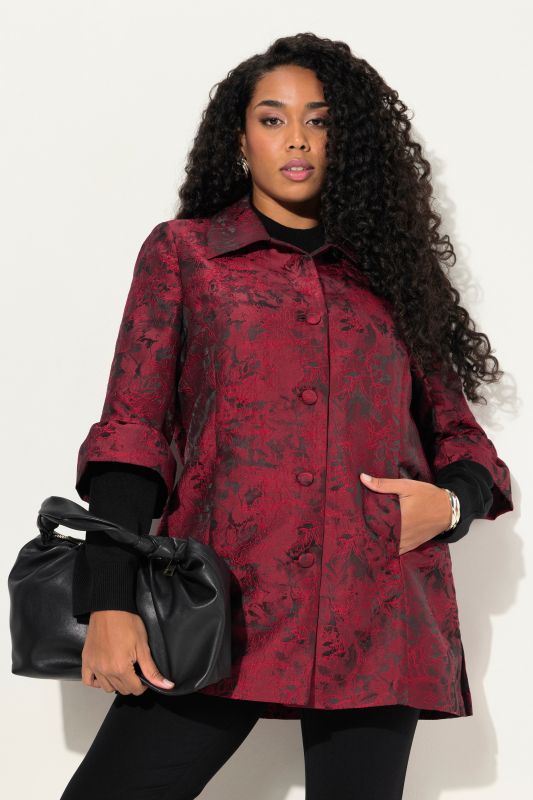 Taffeta Jacquard 3/4 Sleeve Jacket