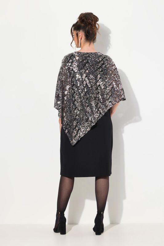 Layered Sequined Cape Dress