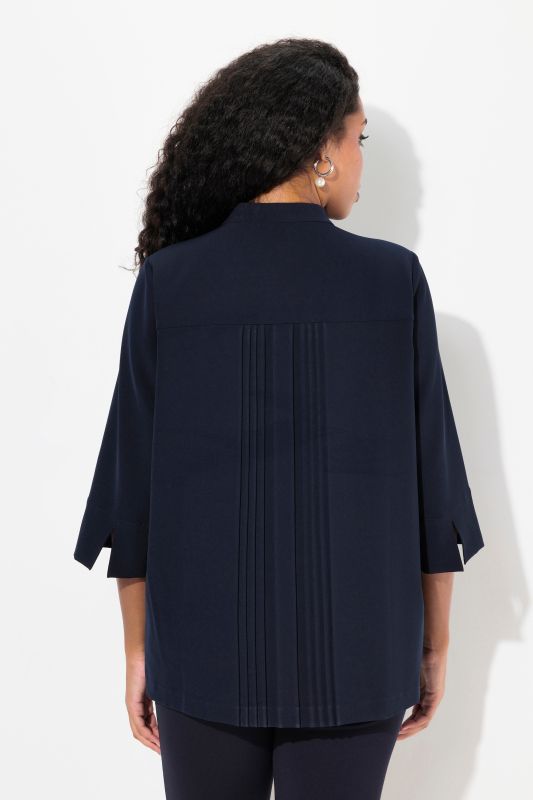 Draped Pleated 3/4 Sleeve Blouse