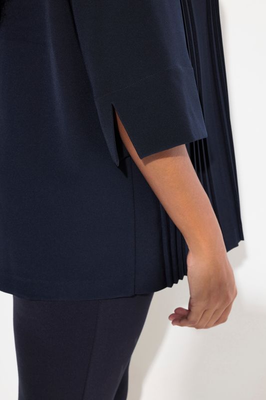 Draped Pleated 3/4 Sleeve Blouse