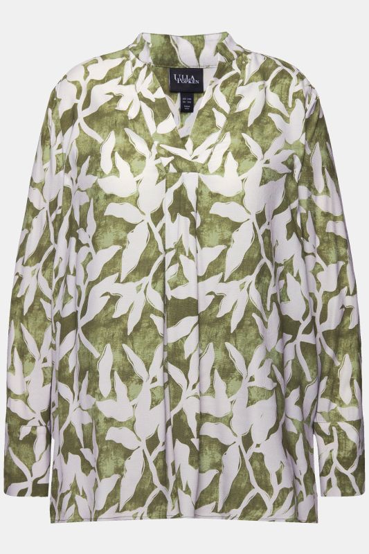 Leaf Print Long Sleeve Blouse