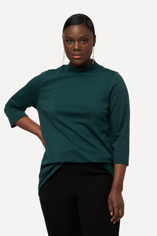 Pima Cotton 3/4 Sleeve Mock Turtleneck