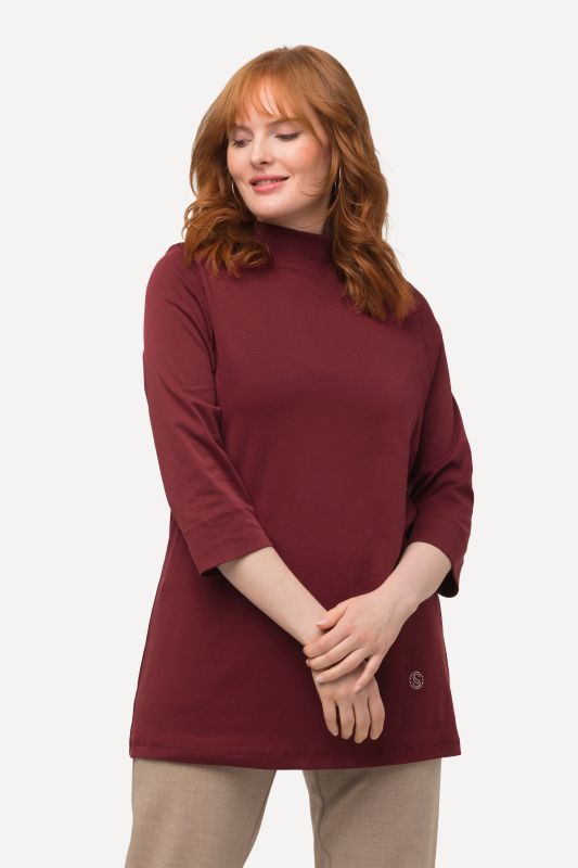 Pima Cotton 3/4 Sleeve Mock Turtleneck