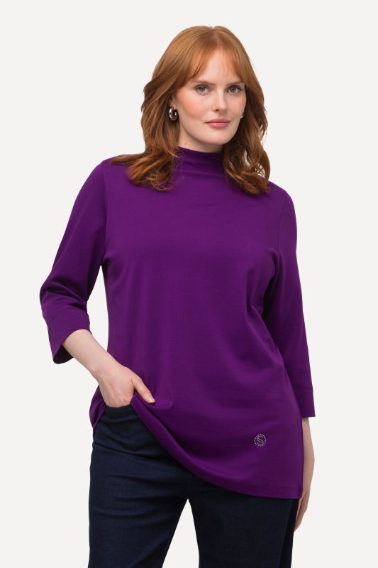 Pima Cotton 3/4 Sleeve Mock Turtleneck