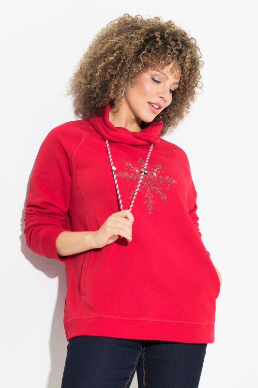 Long Sleeve Stand-up Collar Snowflake Sweatshirt