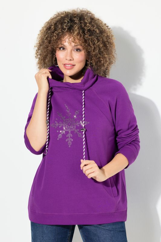 Long Sleeve Stand-up Collar Snowflake Sweatshirt