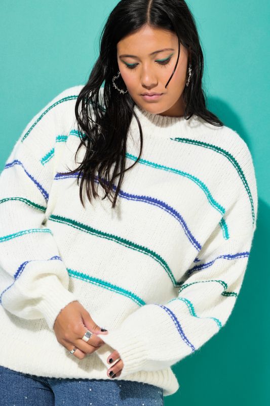 Textured Striped Long Sleeve Sweater