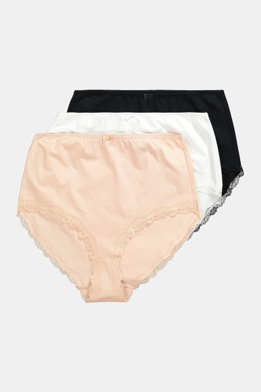 3 Pack Lace Trim Maxi Briefs