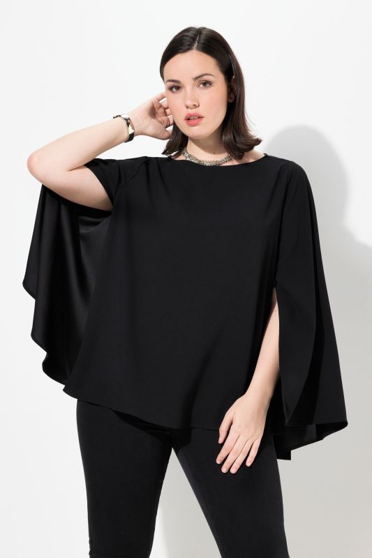 Boat Neck Cape Blouse