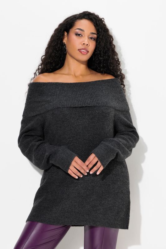 Draped Collar Long Sleeve Sweater