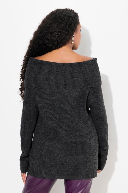 Draped Collar Long Sleeve Sweater