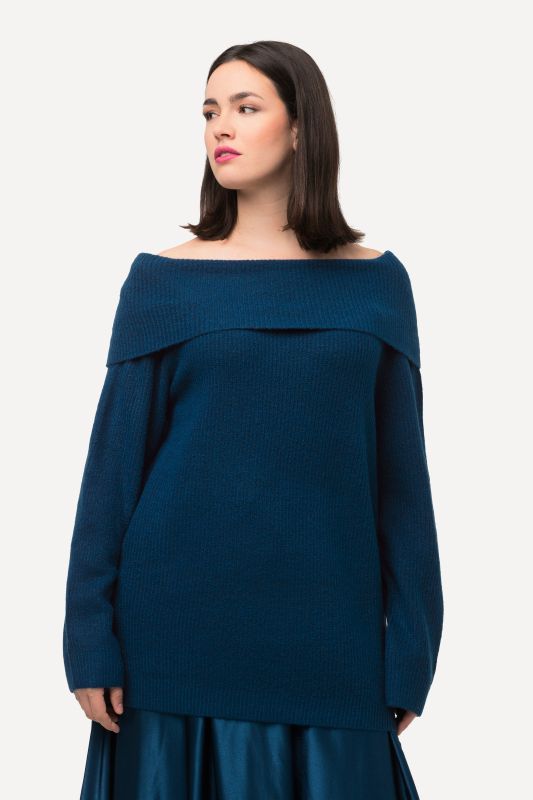 Draped Collar Long Sleeve Sweater