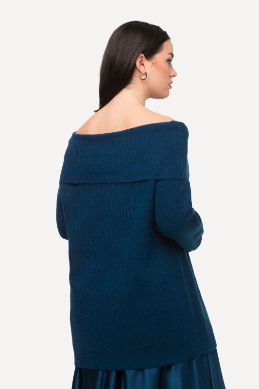 Draped Collar Long Sleeve Sweater