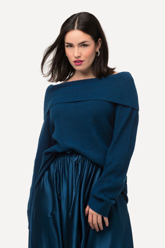 Draped Collar Long Sleeve Sweater