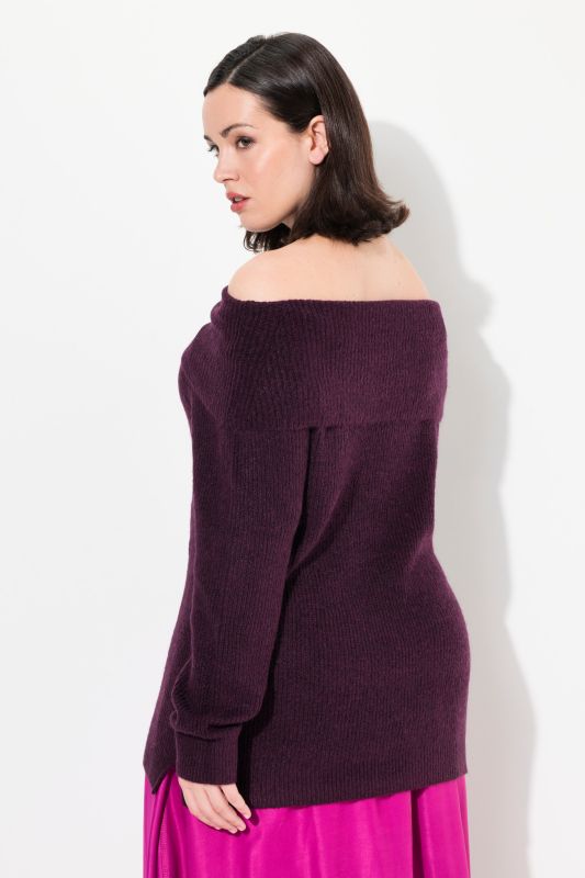 Draped Collar Long Sleeve Sweater