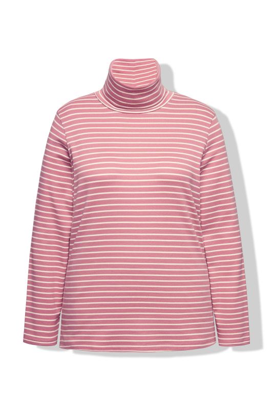 Eco Cotton Stripe Rib Knit Slim Fit Turtleneck