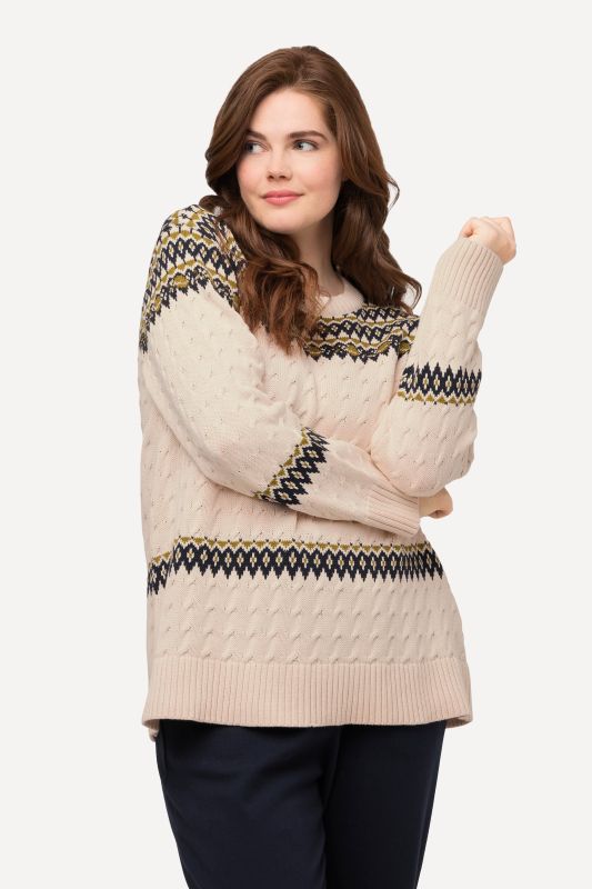 Eco Cotton Long Sleeve Fair Isle Sweater